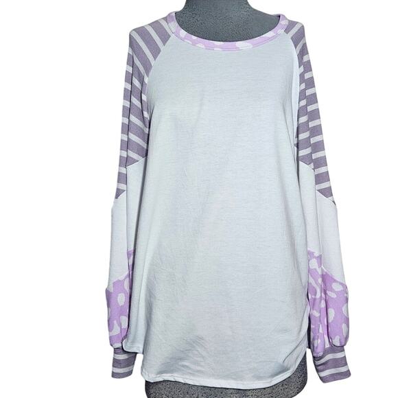 Purple and White Long Sleeve Lightweight Sweatshirt Size Small - Picture 1 of 4